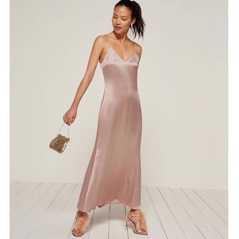 Reformation Shiny Pink Jordyn Slip Dress